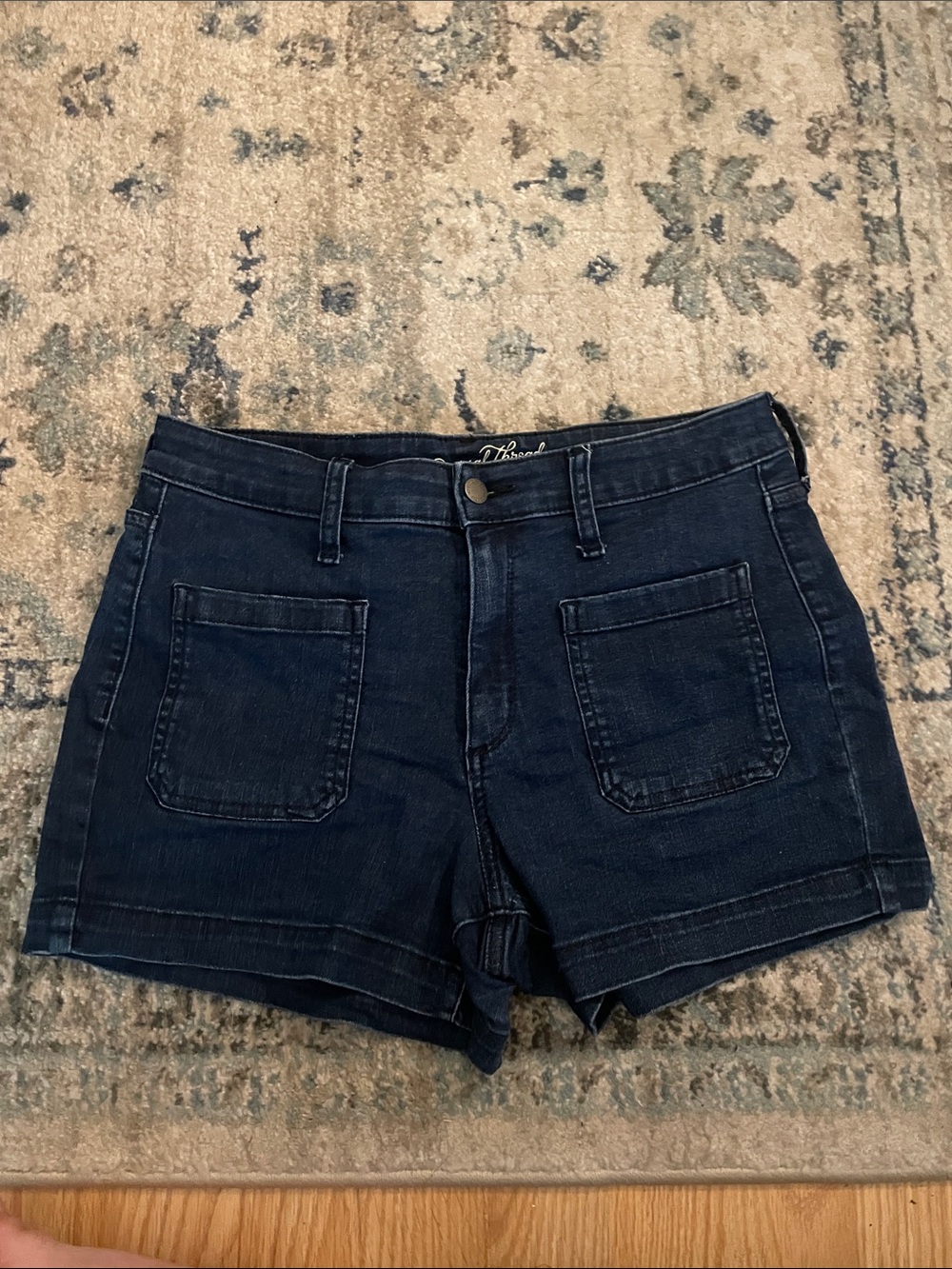 Universal Thread Dark Blue Denim Jean Shorts with Front Patch Pockets